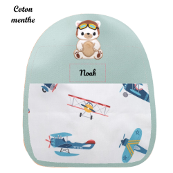 Sac à dos brodé ourson aviateur
