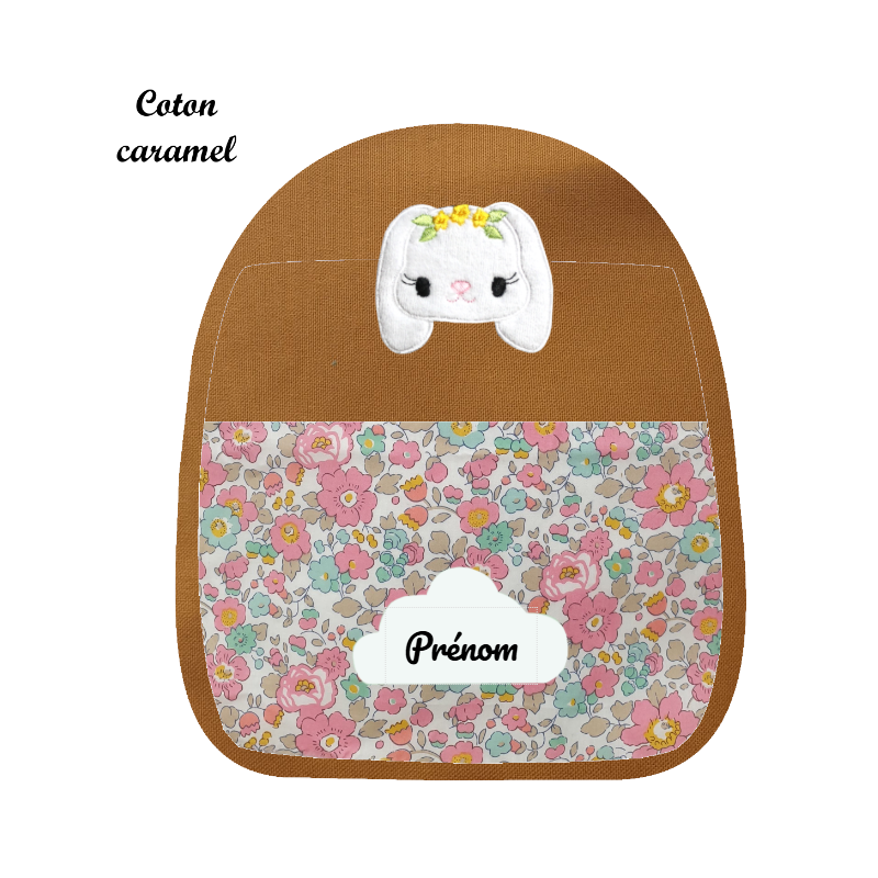 Sac à dos lapinette brodée toute douce Sac à dos lapinette brodée toute douce