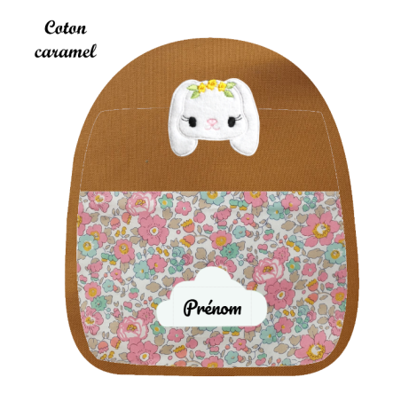Sac à dos lapinette brodée toute douce