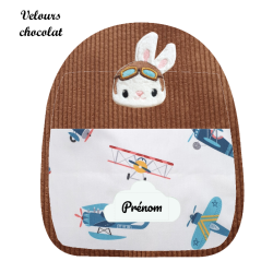 Sac brodé lapin aviateur