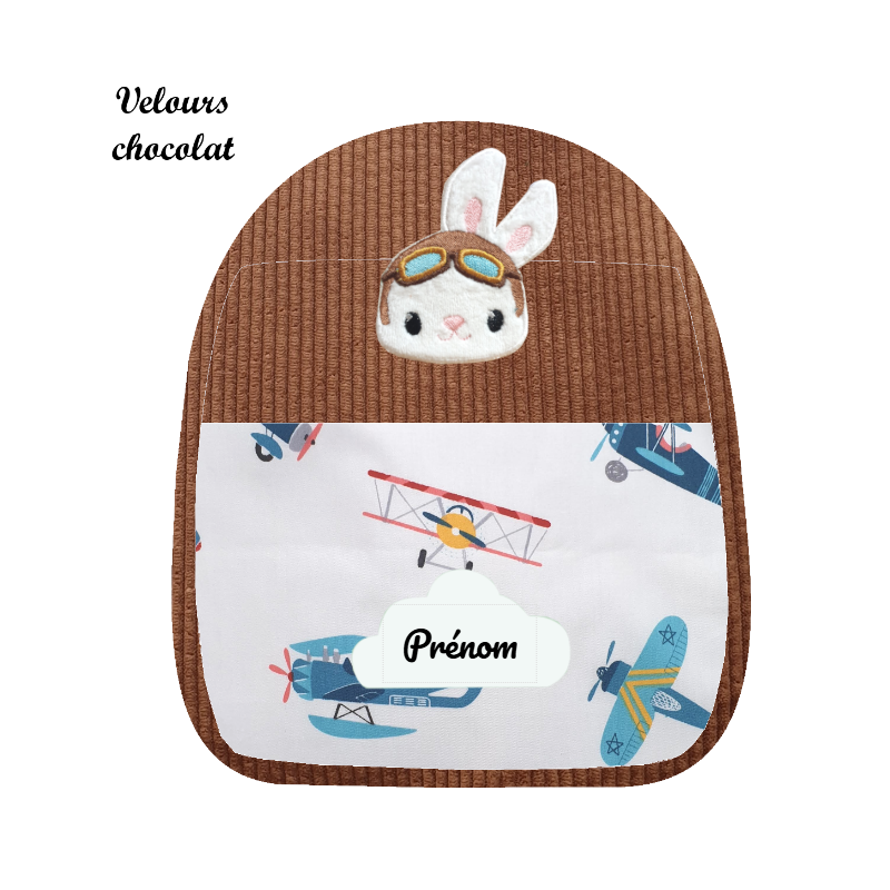 Sac brodé lapin aviateur Sac brodé lapin aviateur