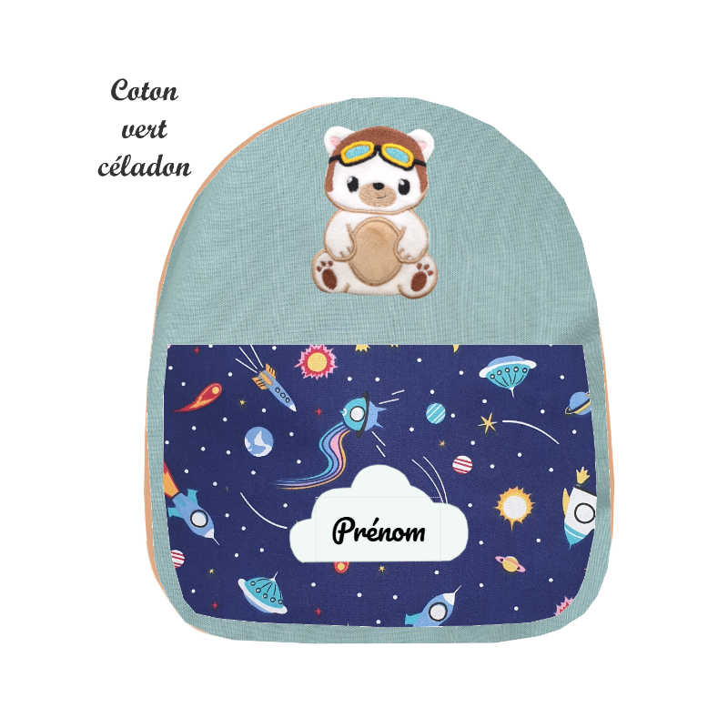 Sac à dos brodé ourson aviateur