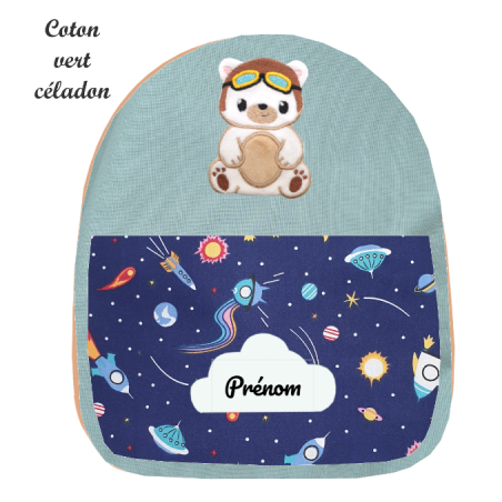 Sac à dos brodé ourson aviateur