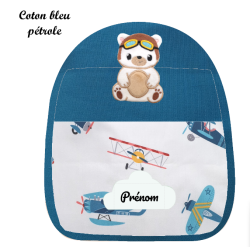 Sac à dos brodé ourson aviateur