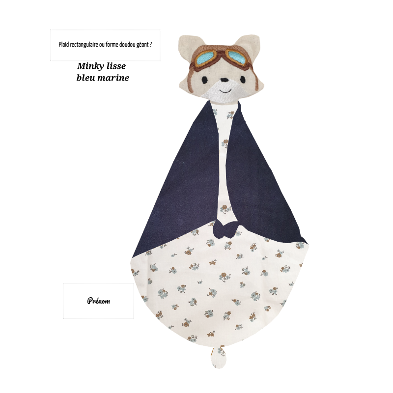 Couverture doudou renard aviateur