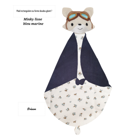 Couverture doudou renard aviateur