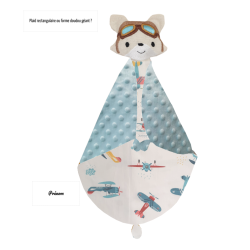 Couverture doudou renard aviateur