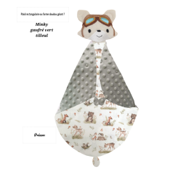 Couverture doudou renard aviateur