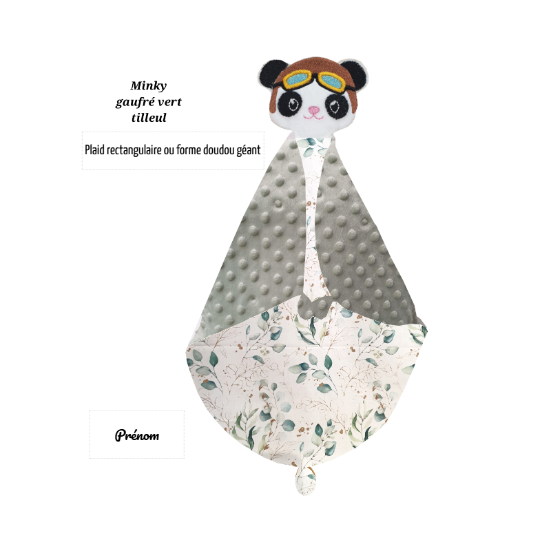 Doudou panda aviateur couverture