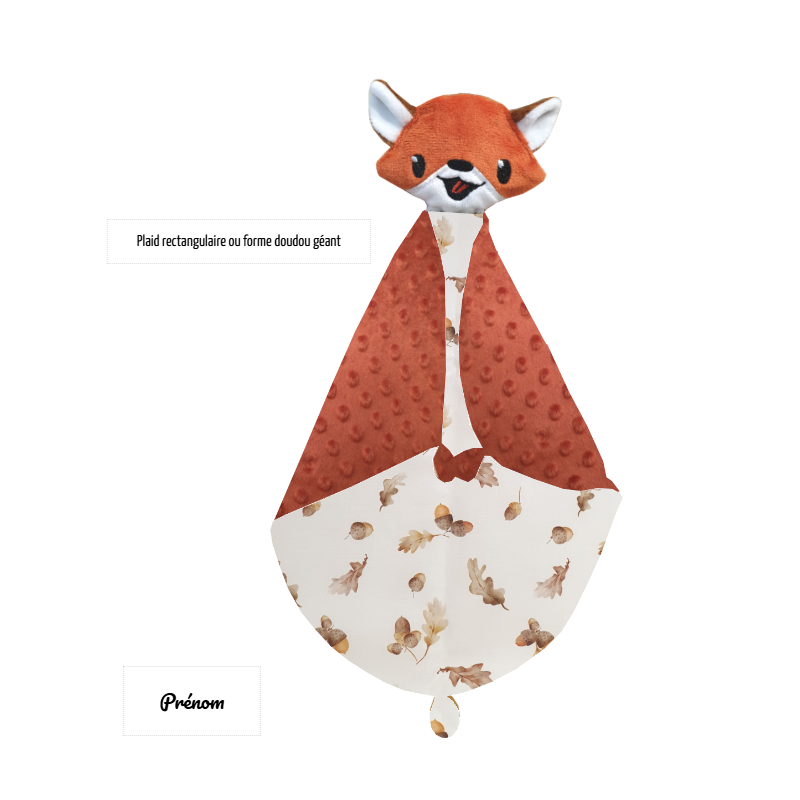 Couverture doudou renard roux