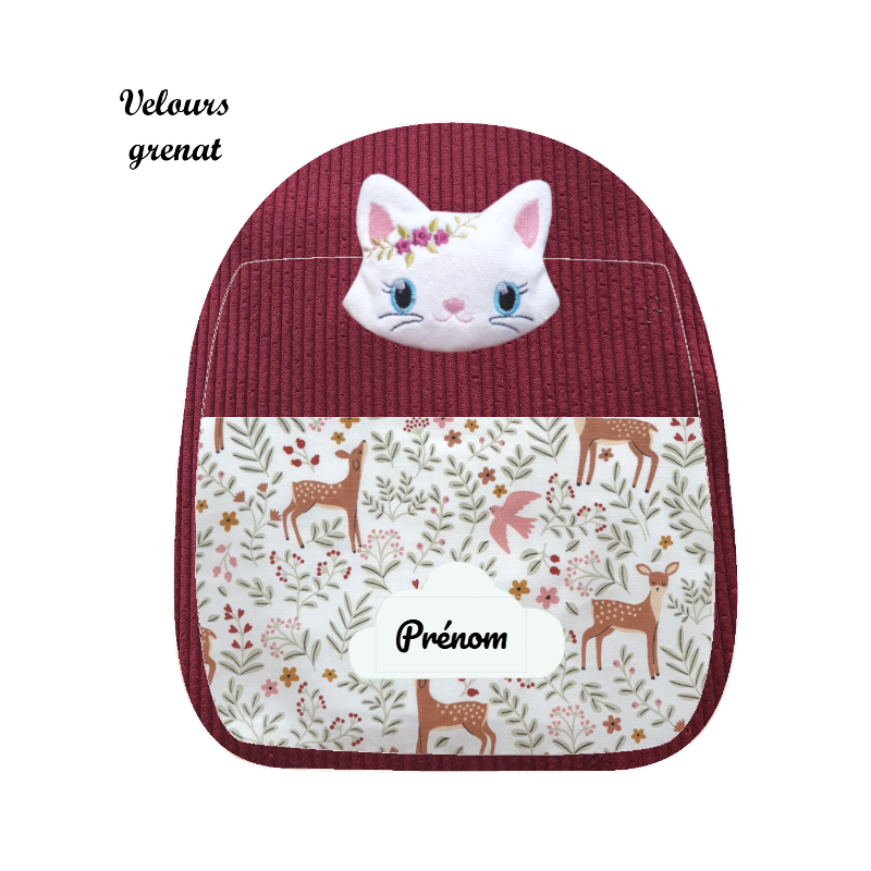 Sac à dos chat brodé