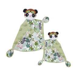 Duo de doudous pandas aviateurs