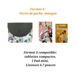 Pochette livre de poche, manga, liseuse.