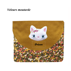 Pochette taille XL chat blanc