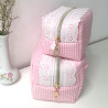 Trousse vichy rose et dentelle taille S