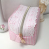 Trousse vichy rose et dentelle taille S