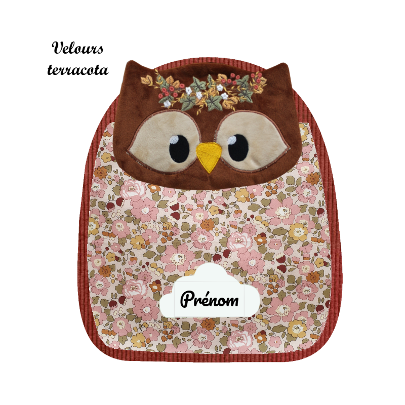 Sac à dos hibou fleurie
