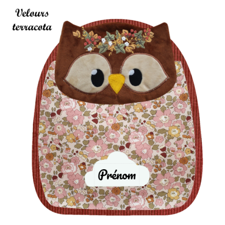 Sac à dos hibou fleurie