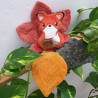 Doudou renard roux et feuilles