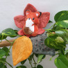 Doudou renard roux et feuilles