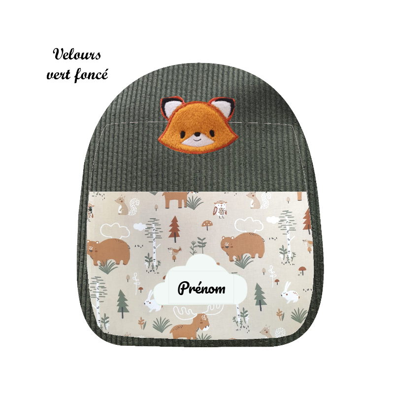 Sac à dos maternelle brodé renard roux