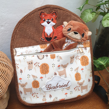 Sac à dos brodé renard roux