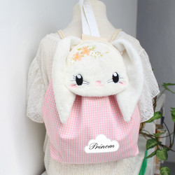 Sac à dos coulissant lapin brodé