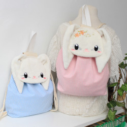 Sac à dos coulissant lapin brodé