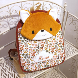 Sac à dos renard roux enfant crèche et maternelle personnalisable prénom brodé fabriqué en Provence