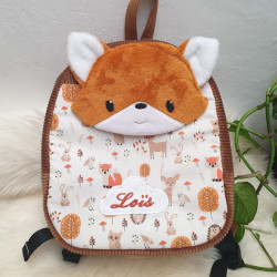 Sac à dos renard roux enfant crèche et maternelle personnalisable prénom brodé fabriqué en Provence