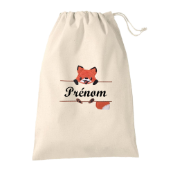 Pochon en coton écru brodé loutre fabriqué dans le Vaucluse