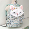 Sac à dos maternelle chat blanc aux fleurs roses brodées en Provence