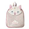 Sac à dos maternelle chat blanc aux fleurs roses brodées en Provence