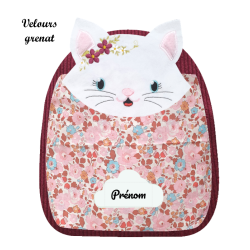 Sac à dos chat crèche et maternelle personnalisable prénom brodé fabriqué en Provence