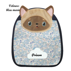 Sac à dos maternelle artisanal chat siamois personnalisable cousu en Provence