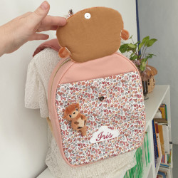 Sac à dos loutre et son bébé crèche et maternelle personnalisable prénom brodé fabriqué en Provence