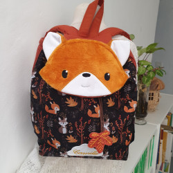 Sac à dos coulissant renard roux enfant crèche et maternelle personnalisable prénom brodé fabriqué en Provence