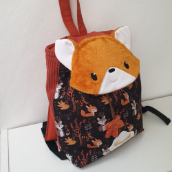 Sac à dos coulissant renard roux enfant crèche et maternelle personnalisable prénom brodé fabriqué en Provence