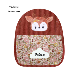 Sac à dos biche crèche et maternelle personnalisable prénom brodé fabriqué en Provence