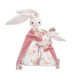 Doudou maman et bébé lapin brodés personnalisables cousu en Luberon