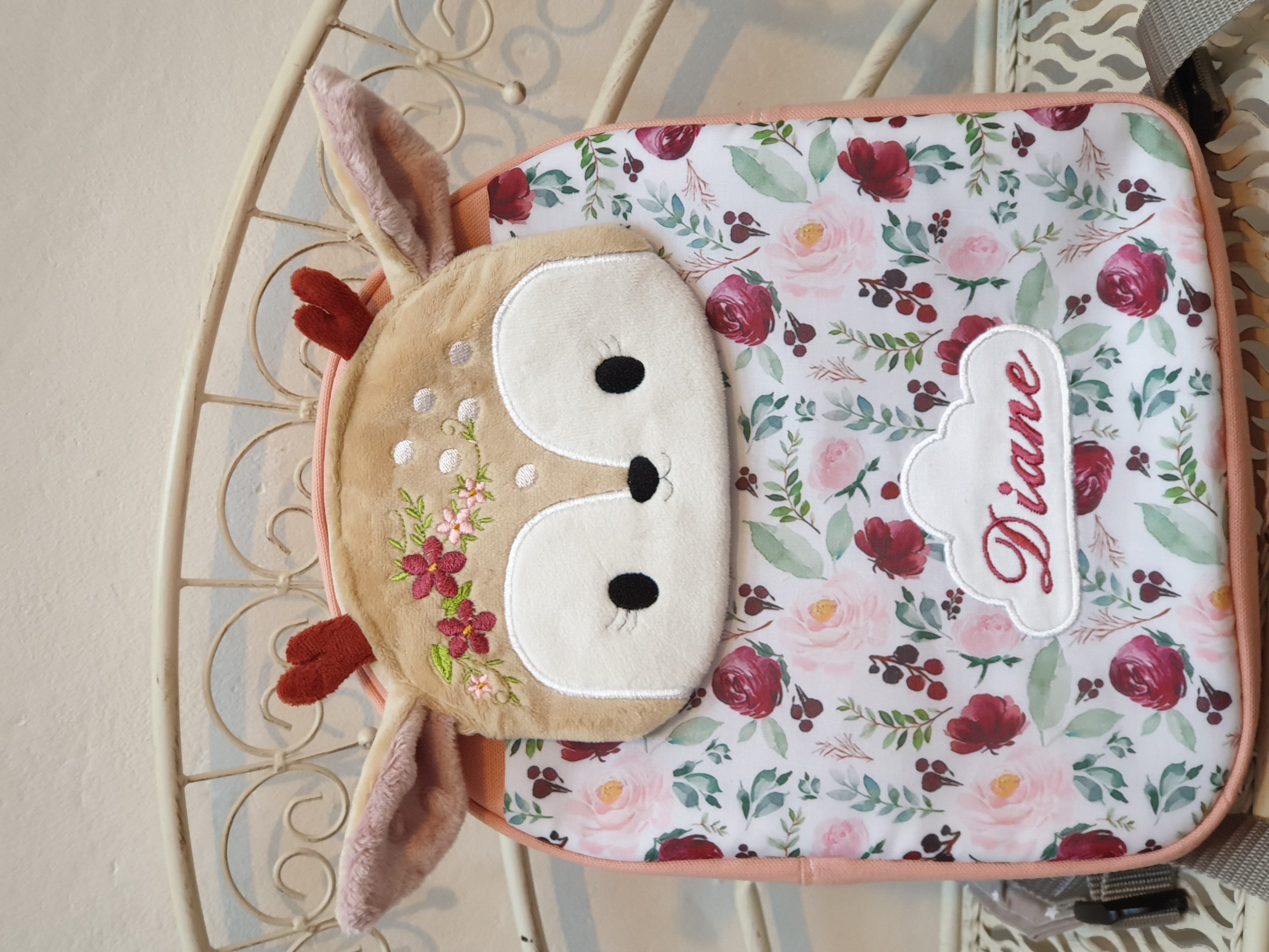 Sac biche fleurs grenat pour Diane